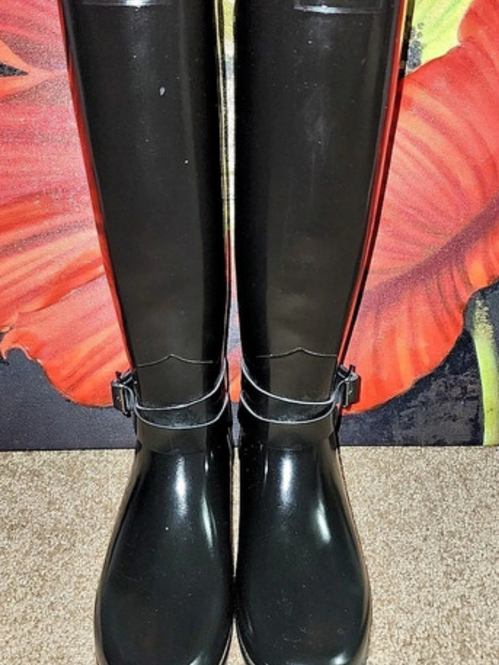 Hunter Original Tall Gloss Rain Boots Black US 6
